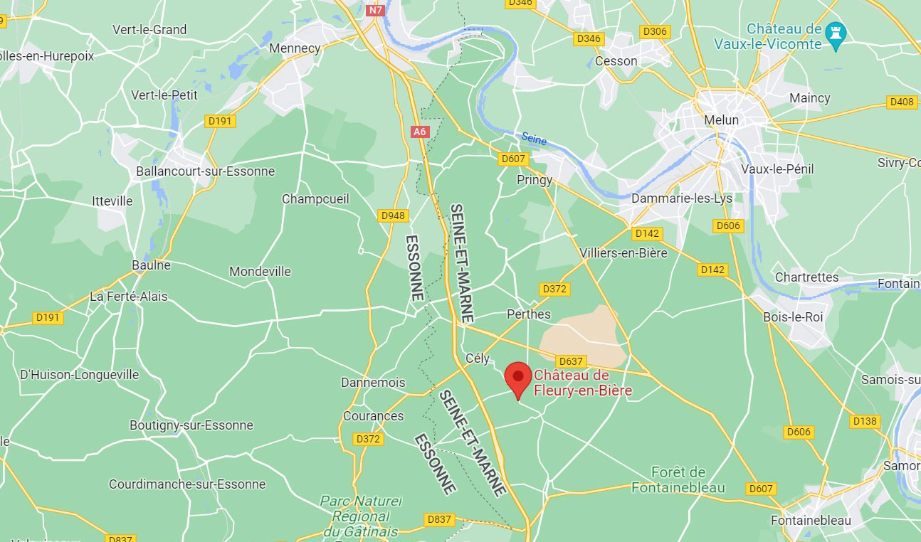 carte google maps de la localisation du château de fleury